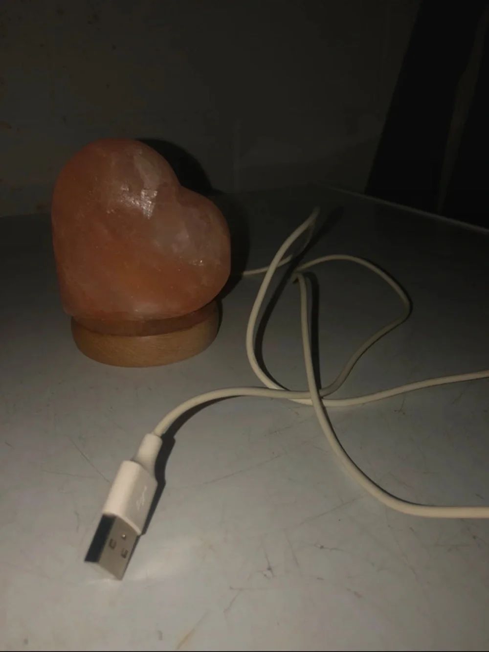 Himalayan Glow USB Heart Salt Lamp - Warm Orange Salt Crystal